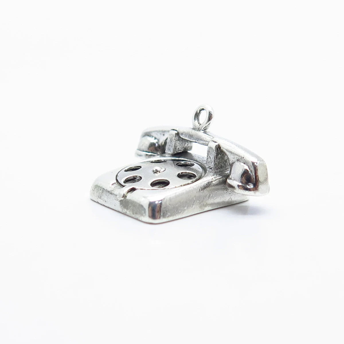 925 Sterling Silver Vintage Retro Phone Charm Pendant