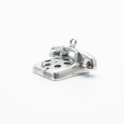925 Sterling Silver Vintage Retro Phone Charm Pendant