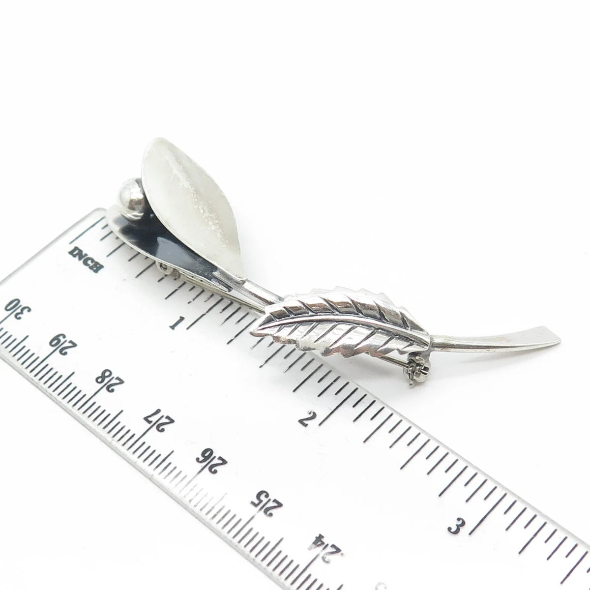 925 Sterling Silver Vintage Floral Leaf Pin Brooch