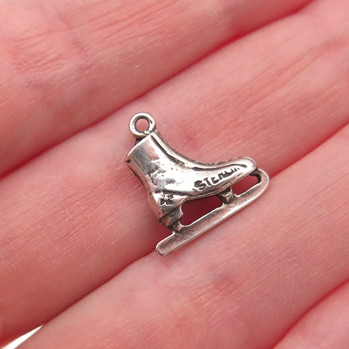 Sunwest 925 Sterling Silver Vintage Ice Skate Oxidized Mini Charm Pendant