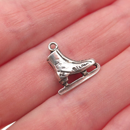 Sunwest 925 Sterling Silver Vintage Ice Skate Oxidized Mini Charm Pendant