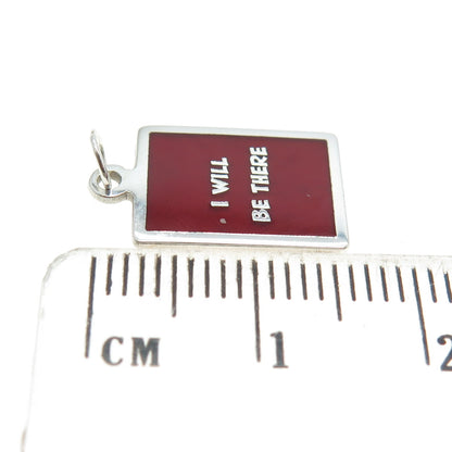 925 Sterling Silver Red Enamel "I Will Be There" Minimalist Charm Pendant