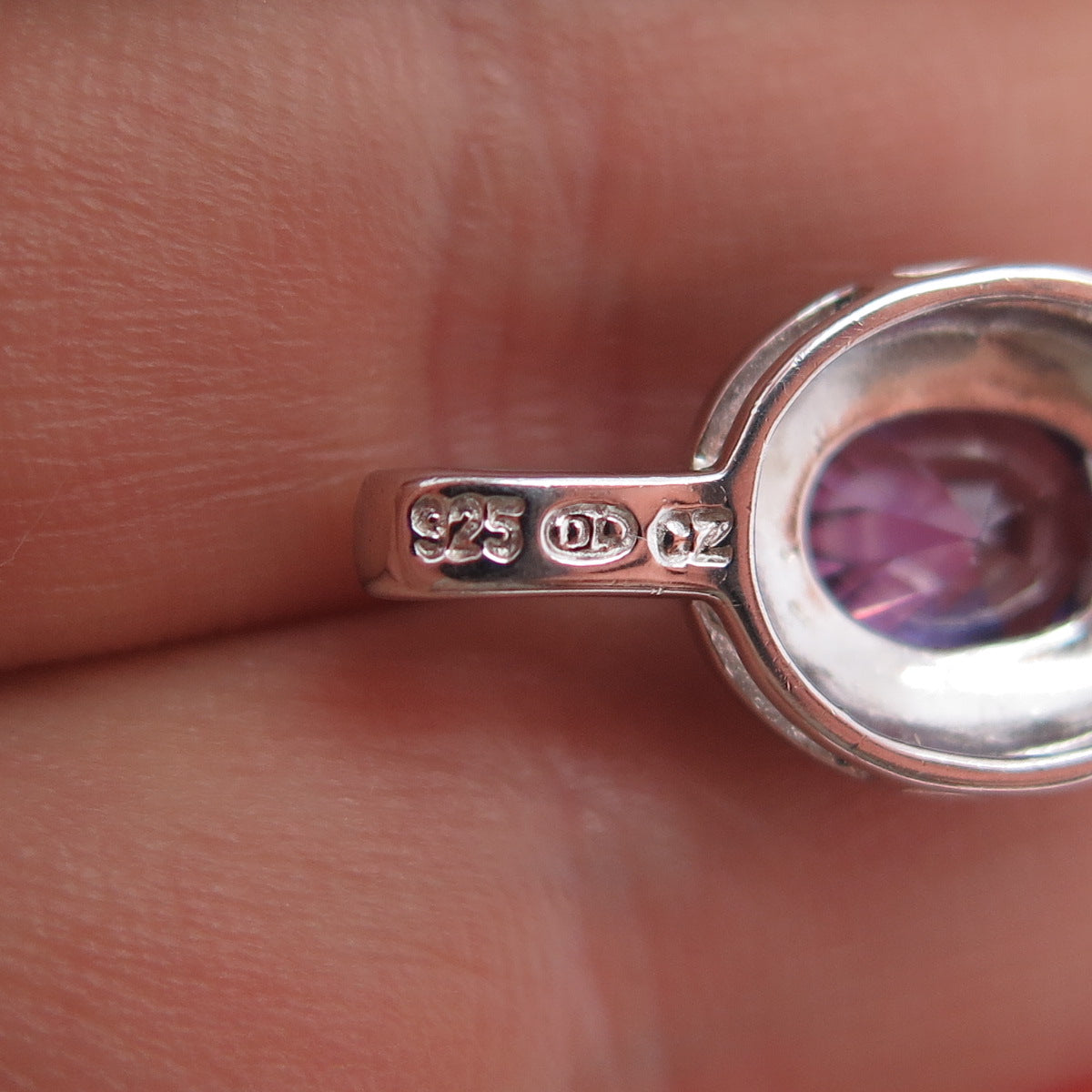 925 Sterling Silver Real Diamond Accent & Amethyst Mini Charm Pendant