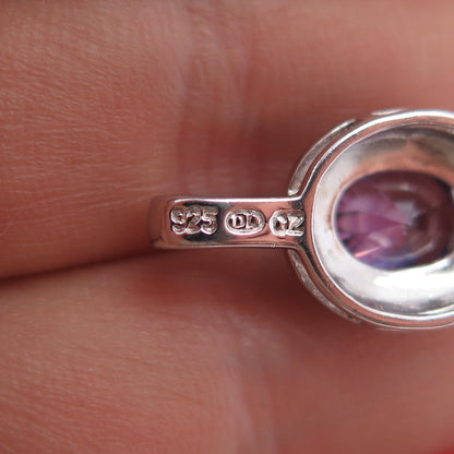 925 Sterling Silver Real Diamond Accent & Amethyst Mini Charm Pendant