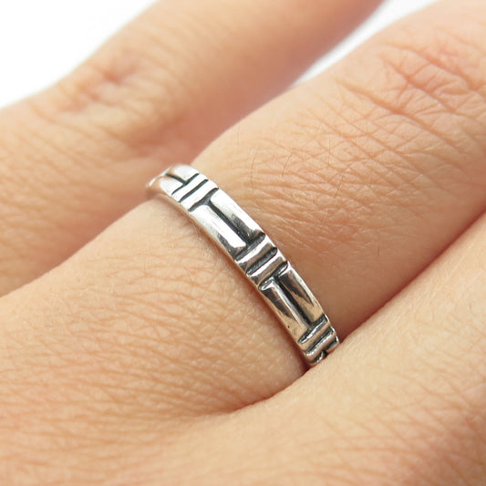 SHUBE 925 Sterling Silver Vintage Geometric Stackable Band Ring Size 6