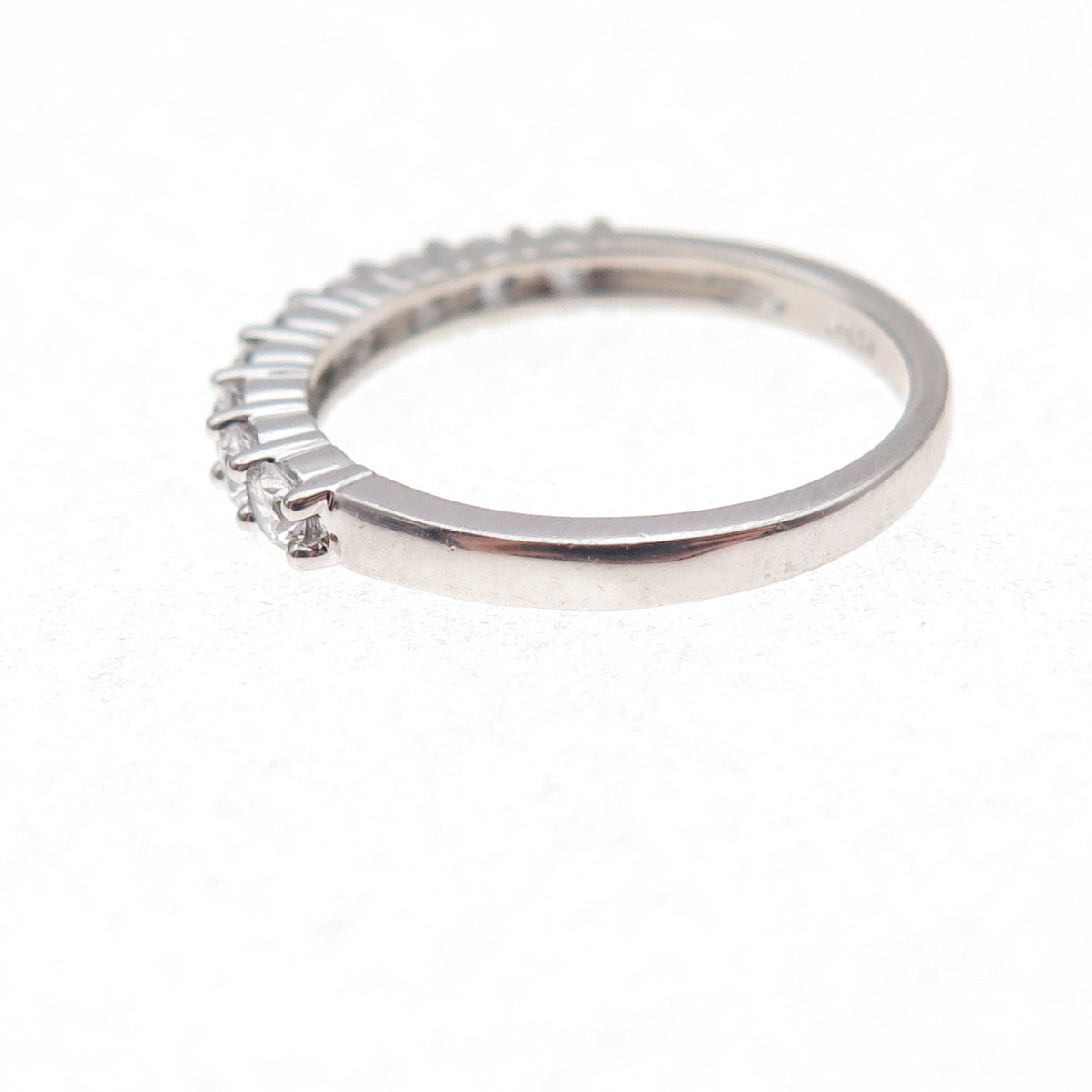 JH Young 925 Sterling Silver Round-Cut C Z Half Eternity Band Ring Size 7