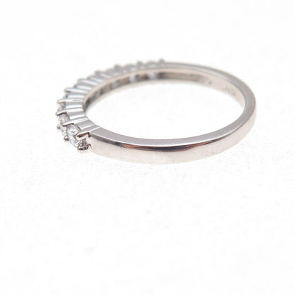 JH Young 925 Sterling Silver Round-Cut C Z Half Eternity Band Ring Size 7
