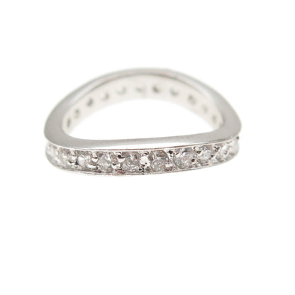 925 Sterling Silver Round-Cut C Z Wavy Band Ring Size 5