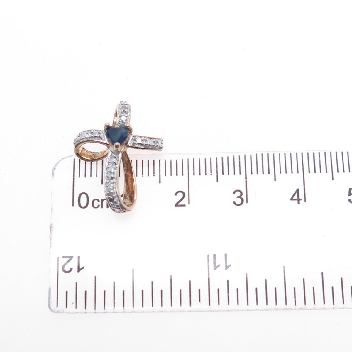 ROSS SIMONS 925 Sterling Gold Plated Diamond Accent Sapphire Cross Slide Pendant