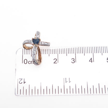 ROSS SIMONS 925 Sterling Gold Plated Diamond Accent Sapphire Cross Slide Pendant