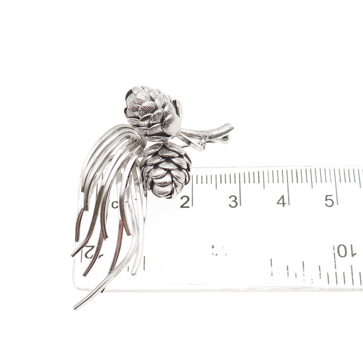 Wells 925 Sterling Silver Vintage Pine Cone Floral Pin Brooch