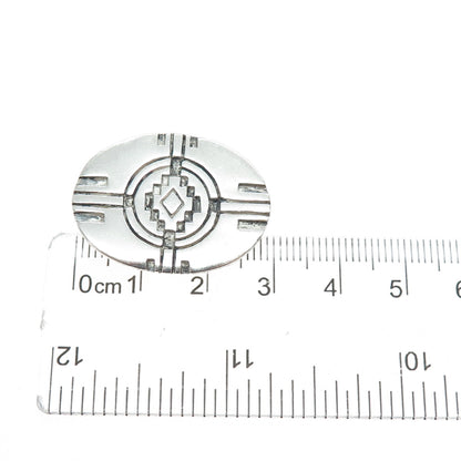 925 Sterling Silver Vintage Southwestern Tribal Symbol Oxidized Pin Brooch