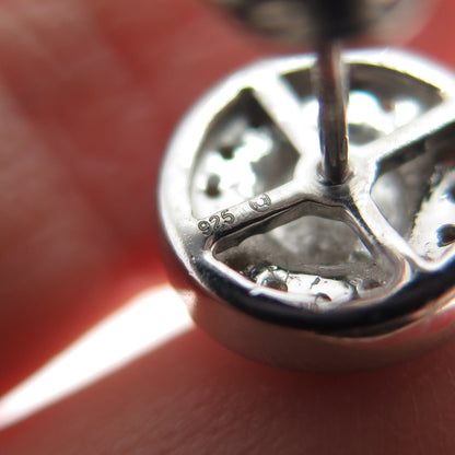 925 Sterling Silver Black Rhodium Round-Cut C Z Stud Earrings