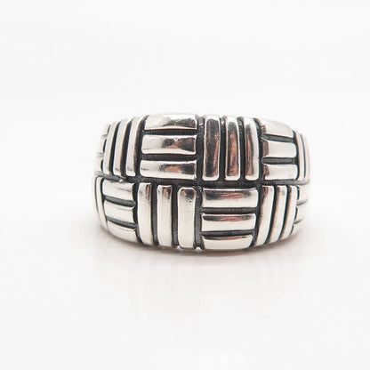 925 Sterling Silver Vintage Woven Wide Ring 7