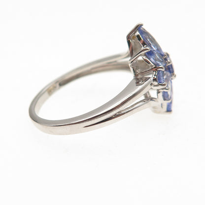 Chuck Clemency 925 Sterling Silver Real Tanzanite Floral Ring Size 8.25