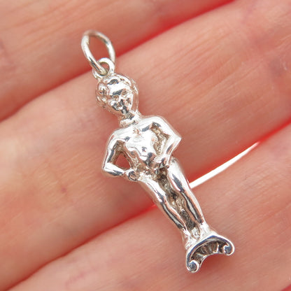 925 Sterling Silver Vintage Manneken Pis 3D Charm Pendant