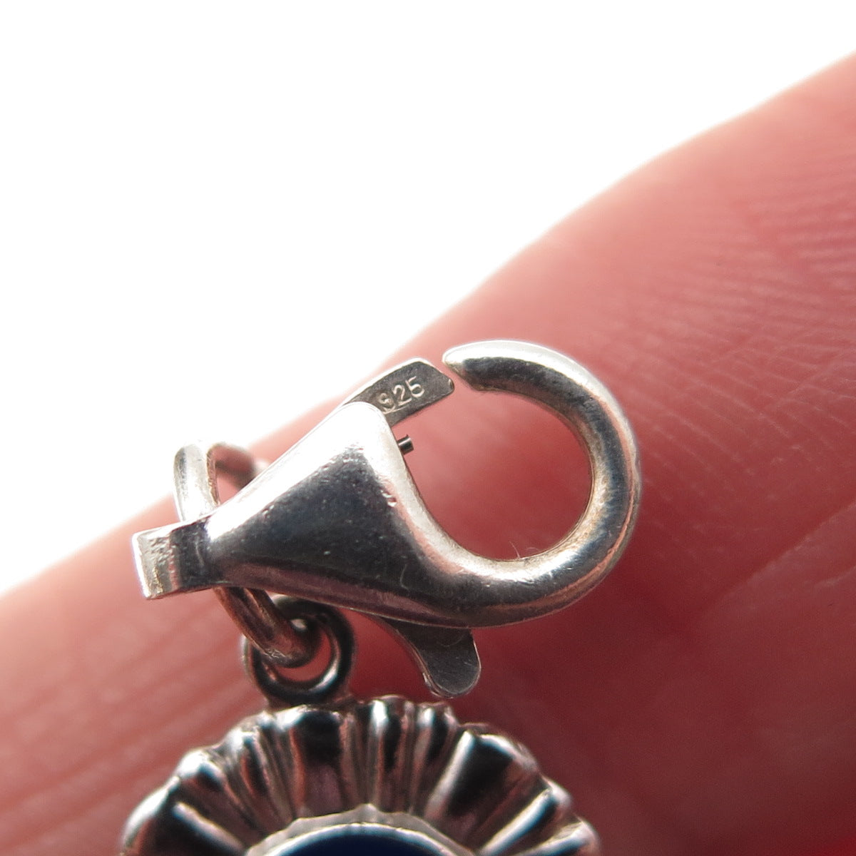 Griffith & Sons 925 Sterling Vintage Enamel 1st Place Lobster Lock Mini Pendant