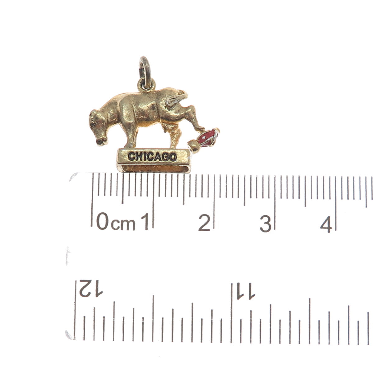 WELLS Sterling Gold Plated Vintage Enamel Oct. 8 1871 Great Chicago Fire Pendant