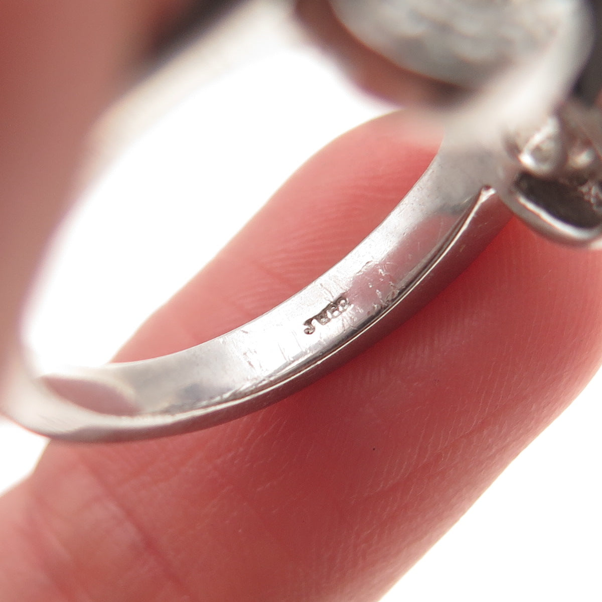 Jane Seymour 925 Sterling Silver Real Diamond Open Heart Ring Size 6.75