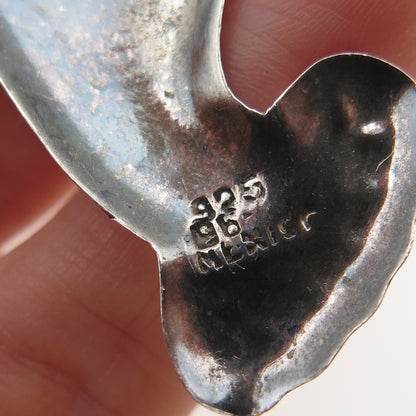 925 Sterling Silver 2-Tone Vintage Mexico Lady Hand & Fan Pin Brooch