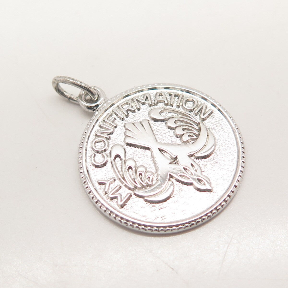 925 Sterling Silver Vintage STG JMF Holy Ghost Charm Pendant