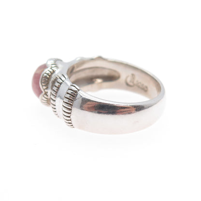 CAROLYN POLLACK 925 Sterling Silver Vintage Real Rhodochrosite Ring Size 6.25