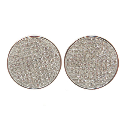 925 Sterling Silver Round-Cut C Z Disc Stud Earrings