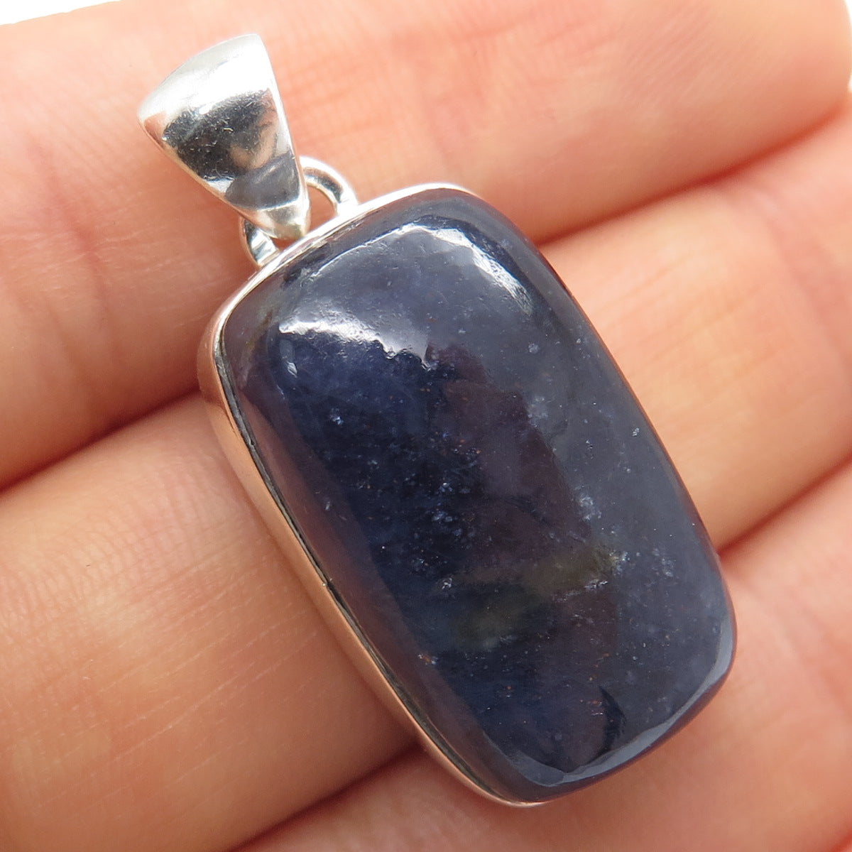 925 Sterling Silver Vintage Real Cabochon Lepidolite Charm Pendant