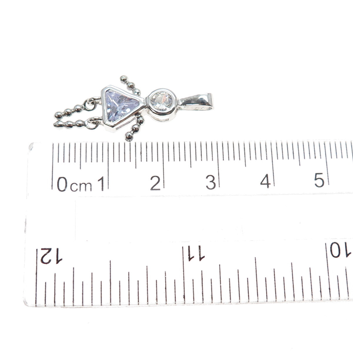 925 Sterling Silver Lavender C Z February Birthstone Girl Articulated Pendant