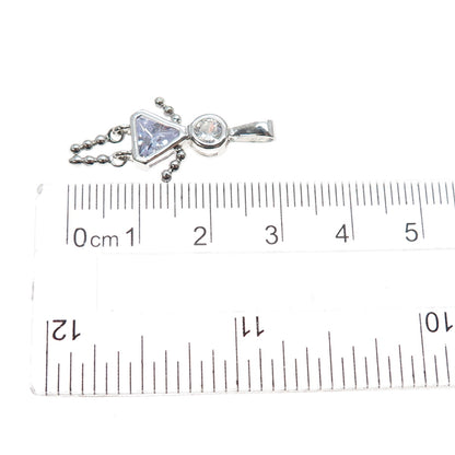 925 Sterling Silver Lavender C Z February Birthstone Girl Articulated Pendant