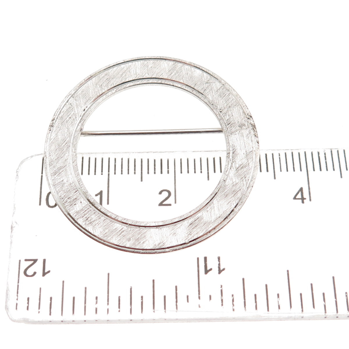 BEAU 925 Sterling Silver Vintage Brushed Circle of Life Pin Brooch