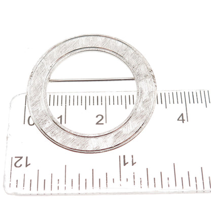 BEAU 925 Sterling Silver Vintage Brushed Circle of Life Pin Brooch