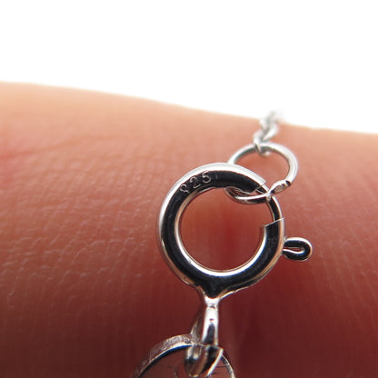 925 Sterling Silver Italy Round-Cut Blue & White C Z Cable Chain Necklace 18"