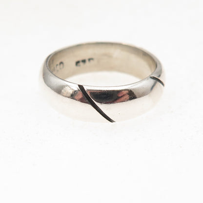 925 Sterling Silver Vintage Mexico Modernist Oxidized Band Ring Size 6.5