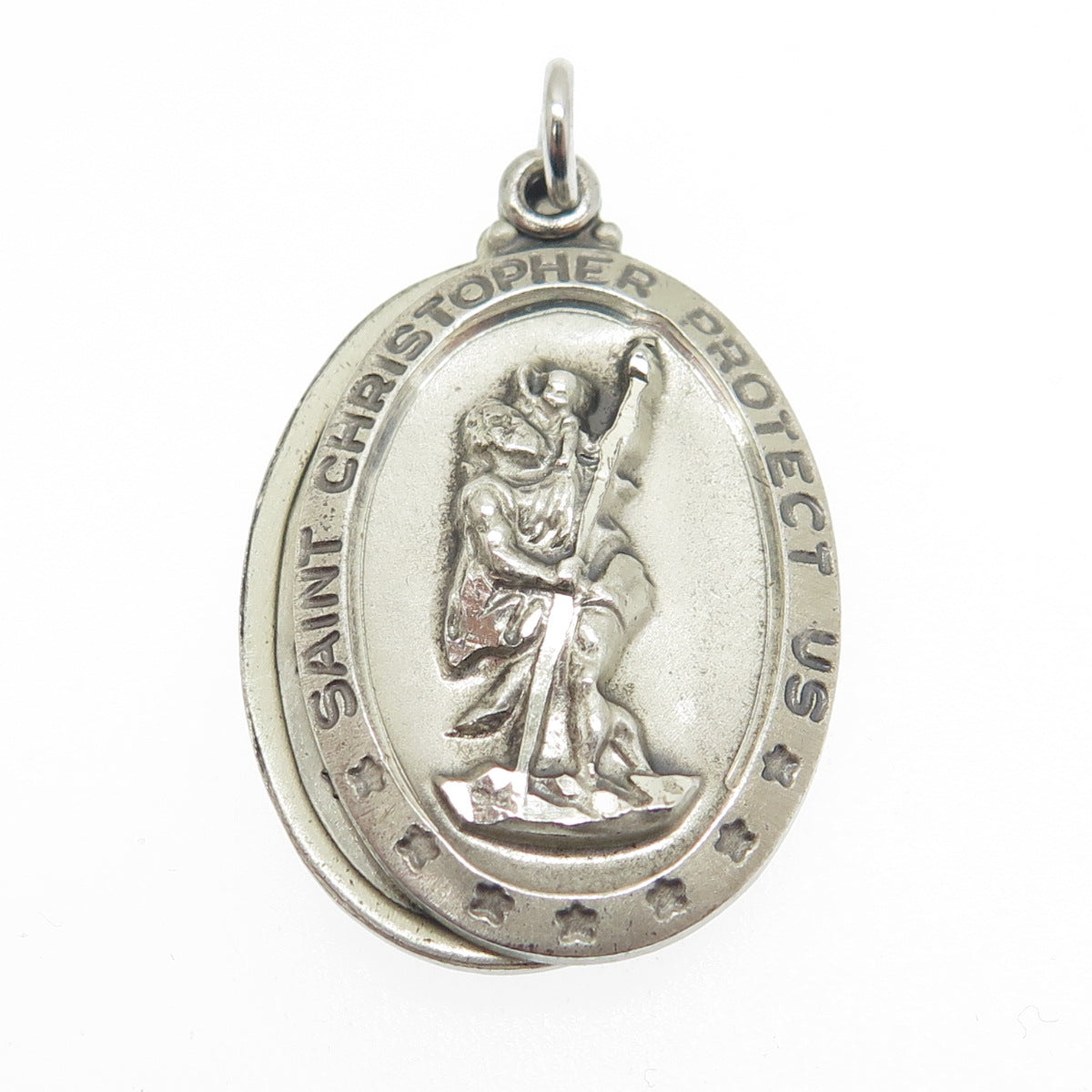 THEDA Sterling Silver Vintage St. Mary Miraculous Slide Medal Religious Pendant