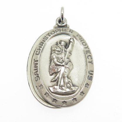 THEDA Sterling Silver Vintage St. Mary Miraculous Slide Medal Religious Pendant
