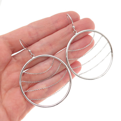 Milor 925 Sterling Silver Italy Chain Circle Dangle Earrings