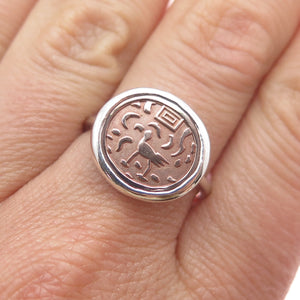 ED LEVIN 14K Gold 925 Sterling Silver Vintage Ancient Coin Ring Size 8.5