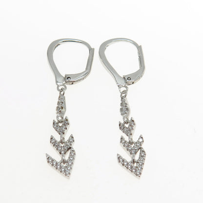 925 Sterling Silver Pave C Z Arrow Dangling Earrings