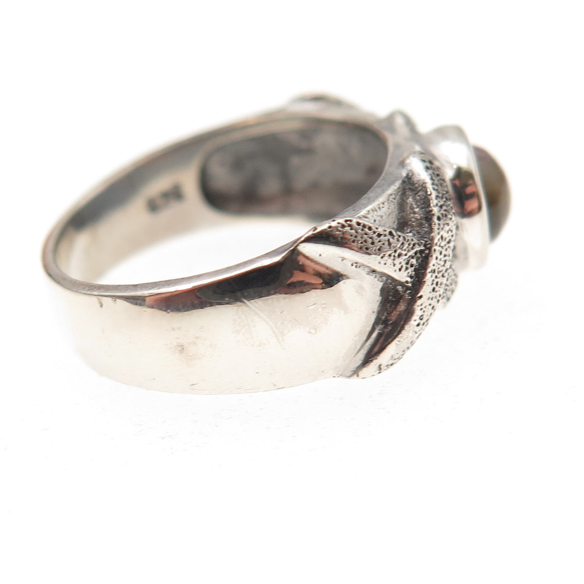 925 Sterling Silver Vintage Real Watermelon Tourmaline Modernist Ring Size 6