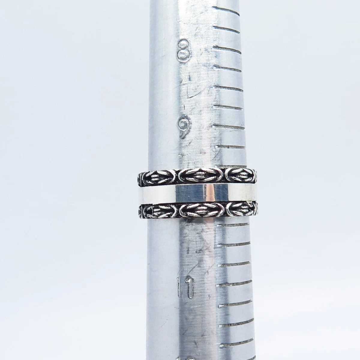 925 Sterling Silver Vintage Byzantine Band Ring Size 9.5