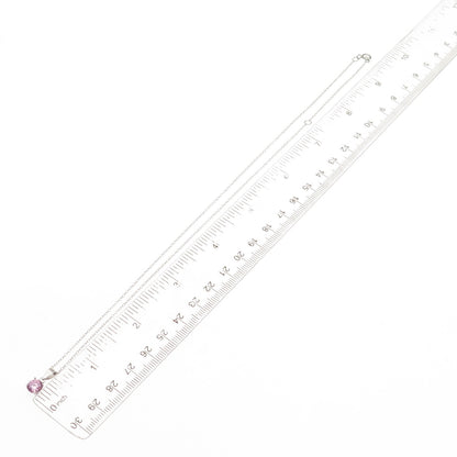925 Sterling Silver Round-Cut Pink C Z Cable Chain Necklace 16-18"