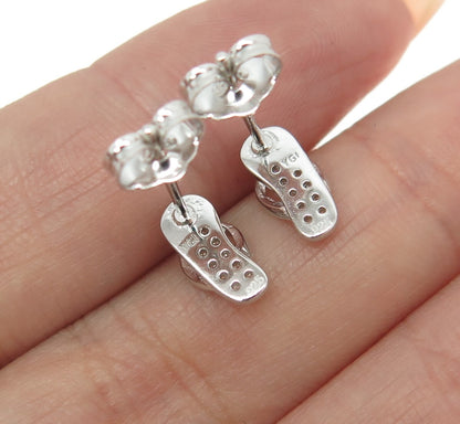 925 Sterling Silver Round-Cut Shaped C Z Flip-Flop Stud Earrings