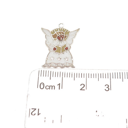 Danecraft 925 Sterling Silver Antique Art Deco Enamel Angel Mini Charm Pendant
