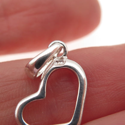 925 Sterling Silver Vintage Open Heart Mini Charm Pendant