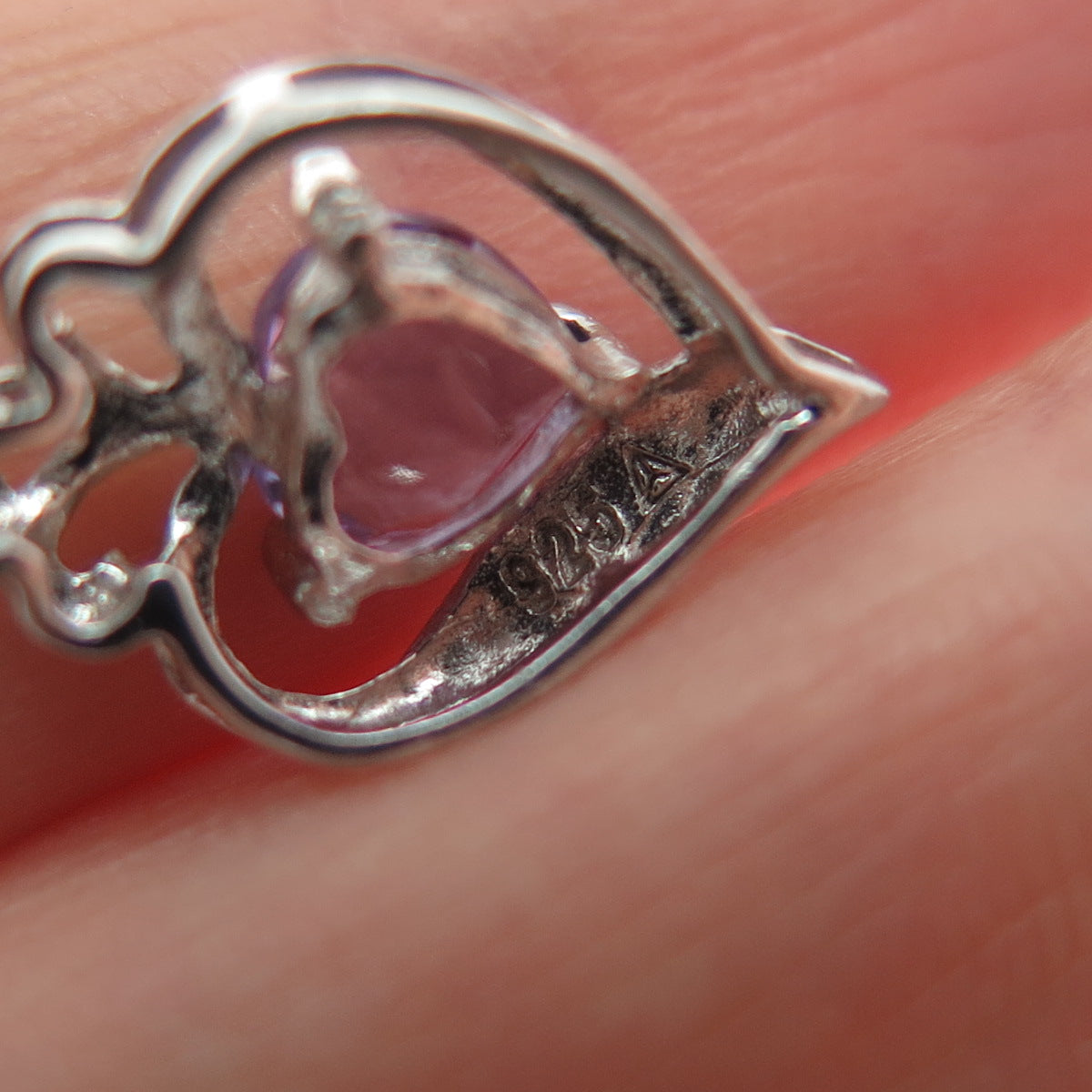 925 Sterling Silver Real Amethyst Heart Minimalist Slide Pendant