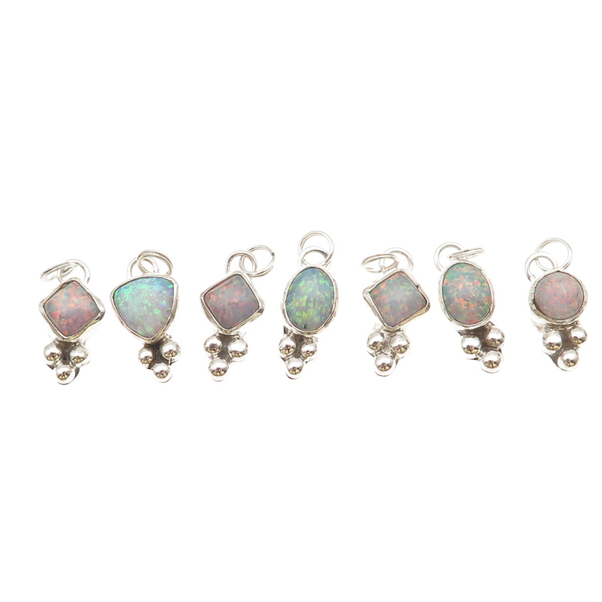 D’Anz Old Pawn 925 Sterling Silver Vintage SET of 13 Opal Tribal Charm Pendants