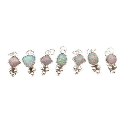 D’Anz Old Pawn 925 Sterling Silver Vintage SET of 13 Opal Tribal Charm Pendants