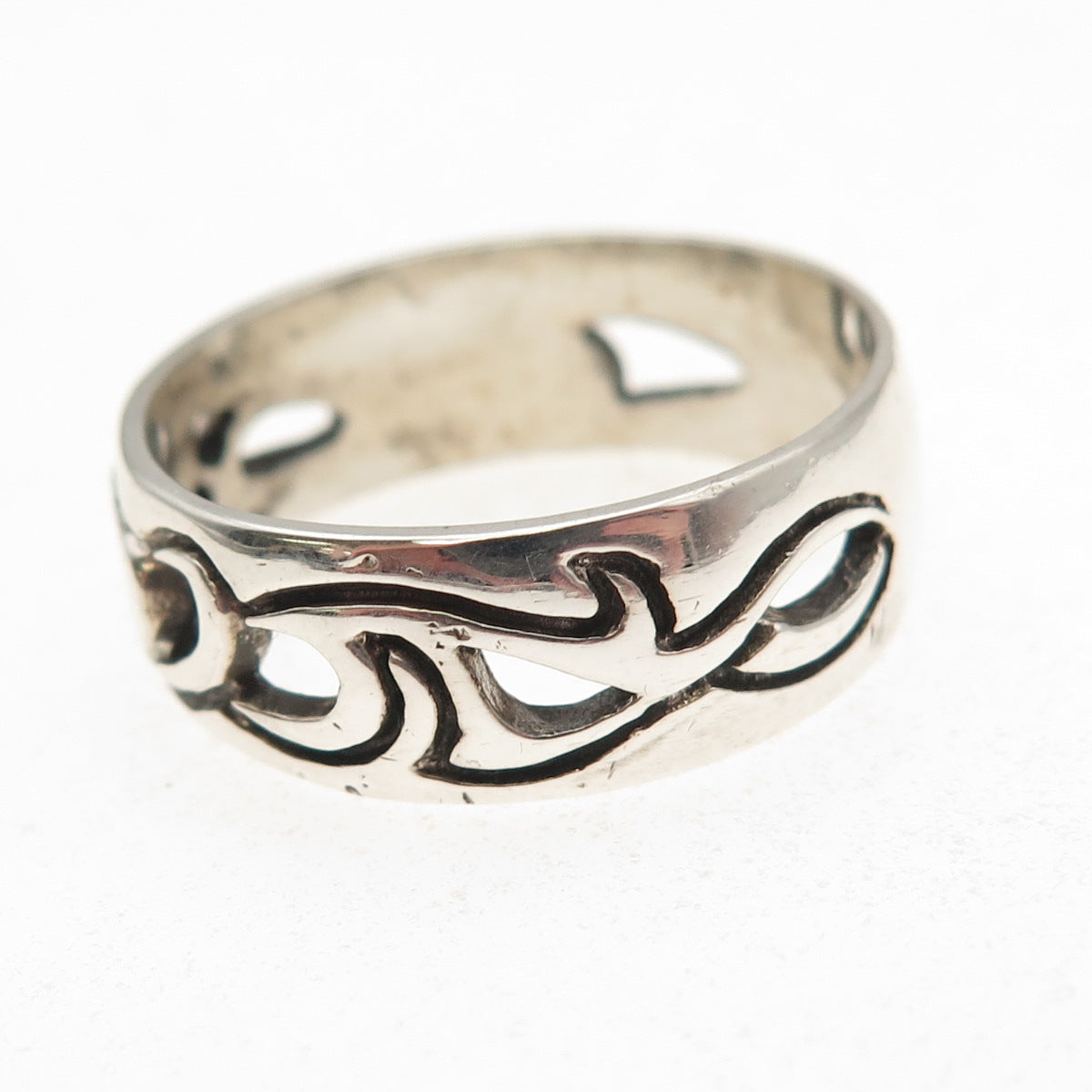925 Sterling Silver Vintage Celtic Oxidized Band Ring Size 12.25