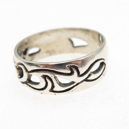 925 Sterling Silver Vintage Celtic Oxidized Band Ring Size 12.25